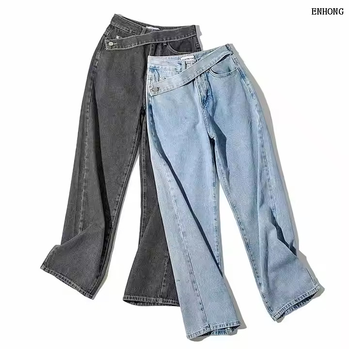 EH209 Woman Oblique Belt Jeans