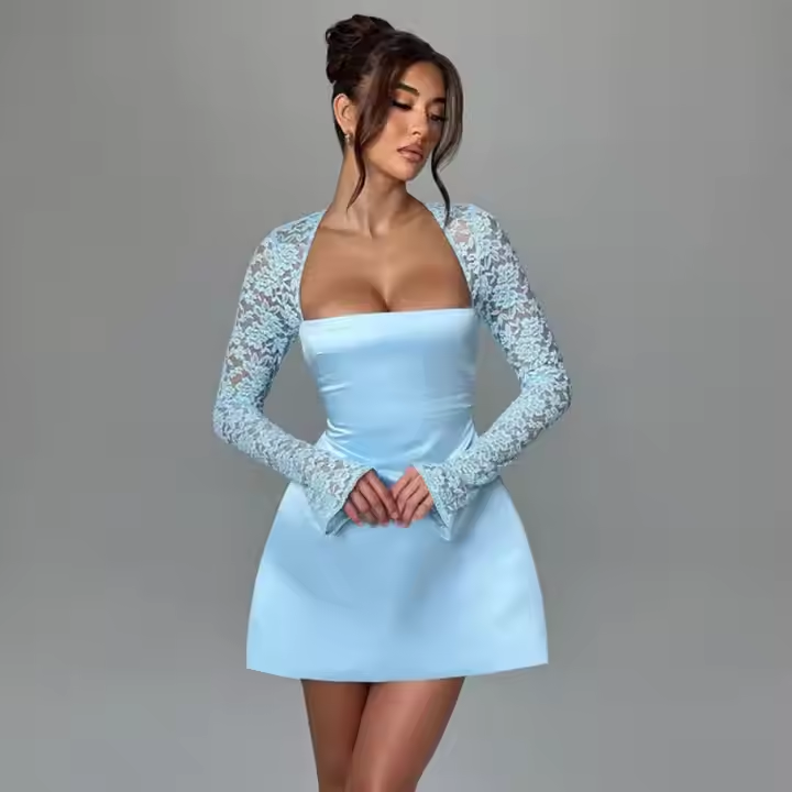 EH62 Women Lace Patchwork Dress