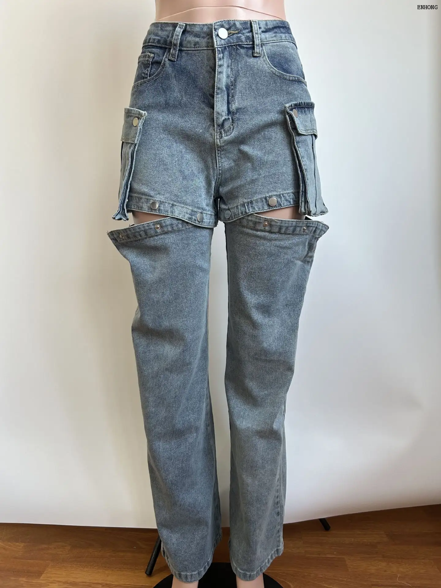 EH225 Women Pockets Cargo Pants 