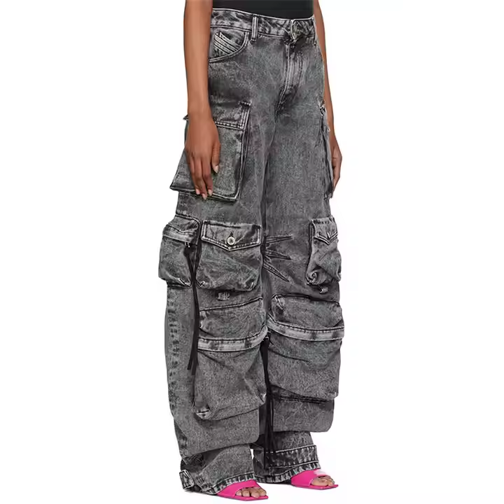EH26 Women Cargo Slacks Baggy Wide Leg Pants
