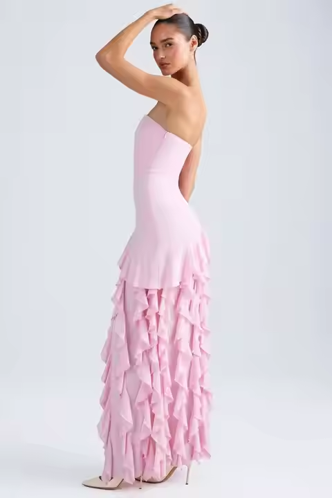 EH40 Women Backless Strapless Dress