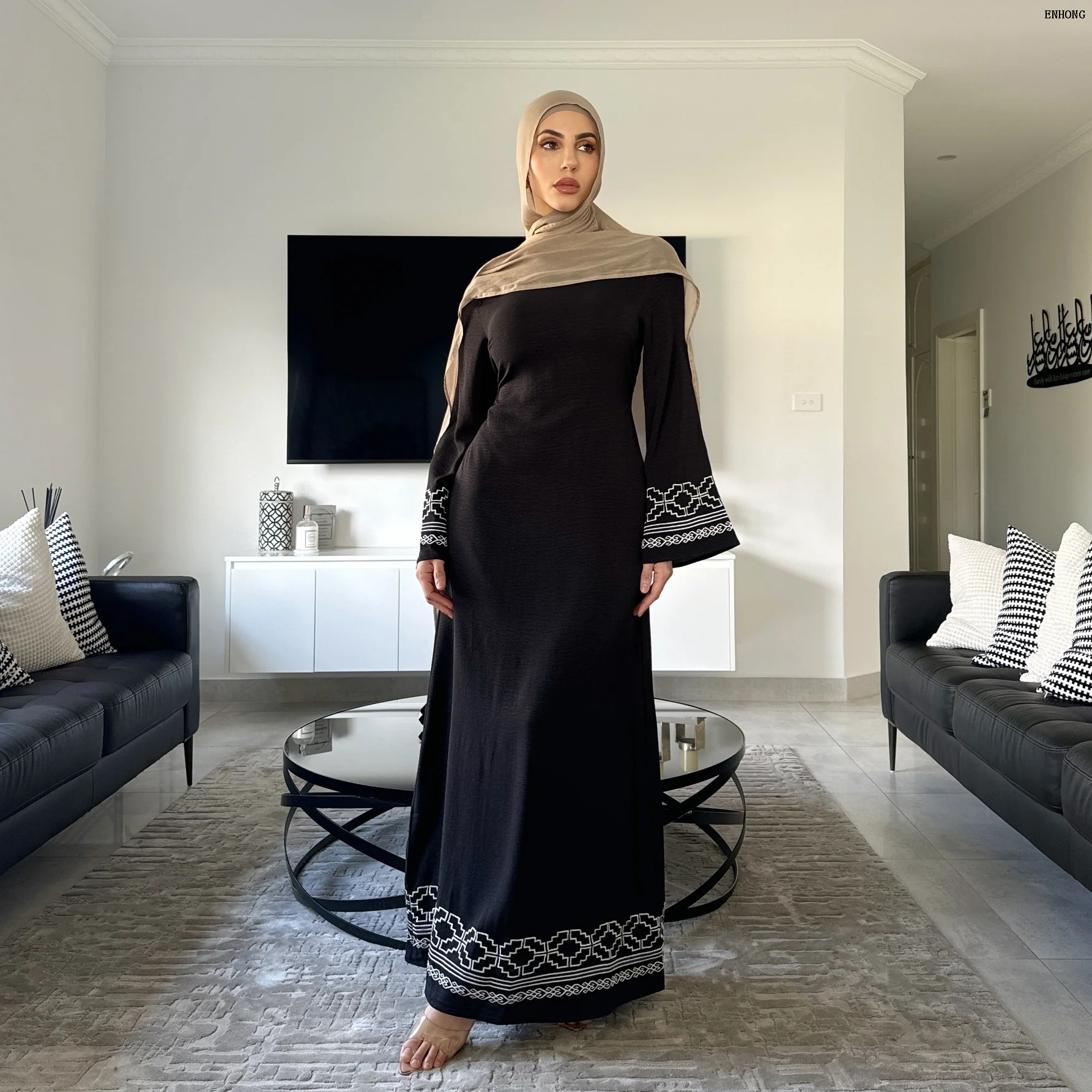 EH123 Embroidered Long Dress