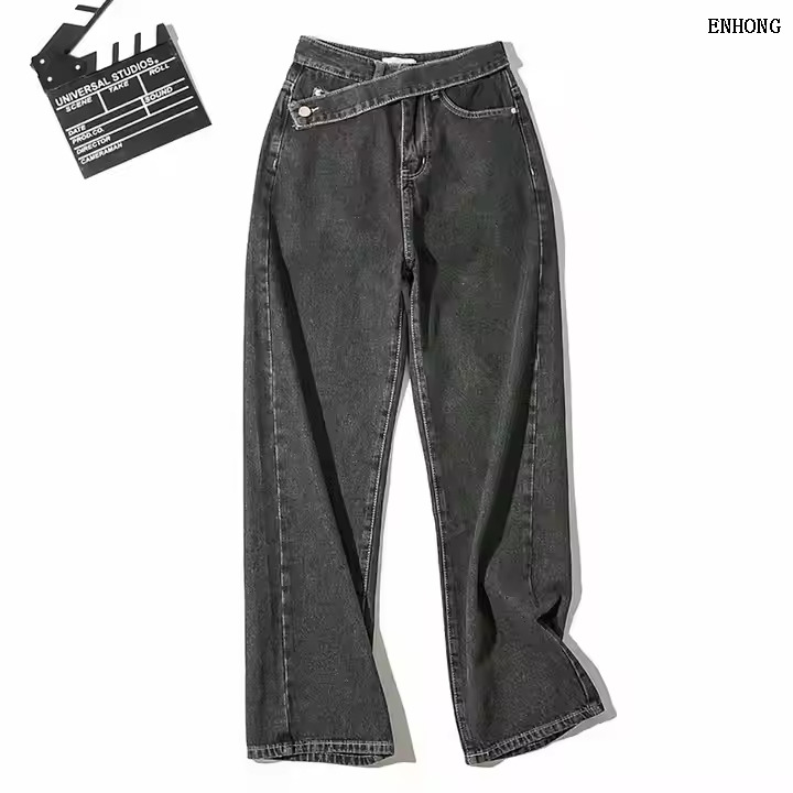 EH209 Woman Oblique Belt Jeans